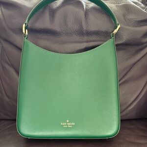 kate spade Green Leather Shoulder Hobo Bag with Gold Hardware